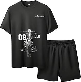 lucraft Rivanora 09 Rider Printed T-Shirt & Shorts Set for Men | Stylish Summer Co-Ord Set | Casual Sportswear | Trendy Gym Wear image 1