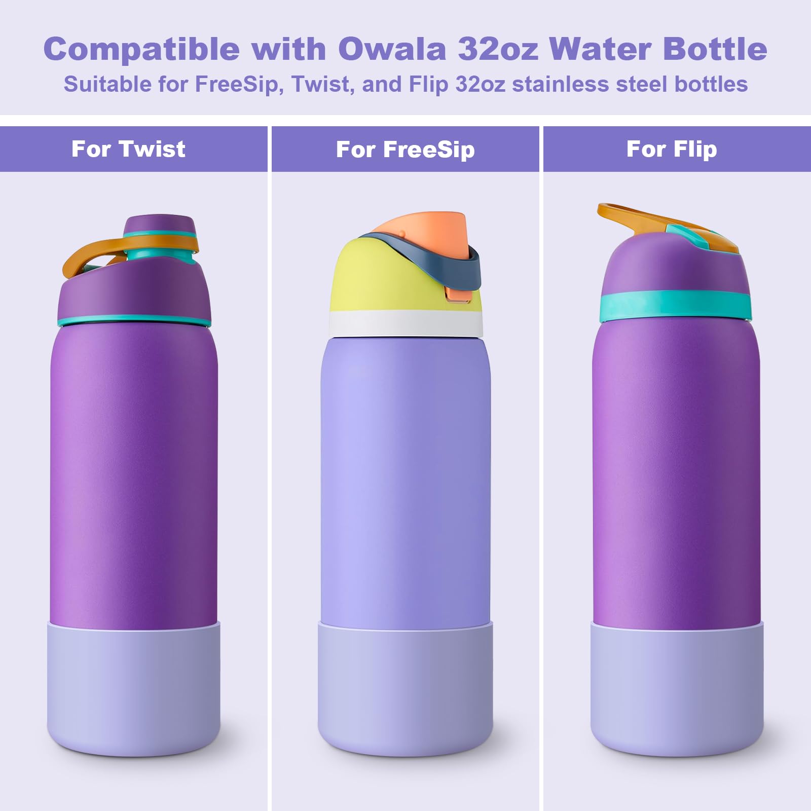 BKBY 2 bottiglie d'acqua in silicone, compatibili con Owala da 680,4 g, 907,2 g, 1134 g, protettiva, antigraffio e anti-ammaccatura, senza rumore, per bottiglie d'acqua FreeSip/Twist/Flip (Retro