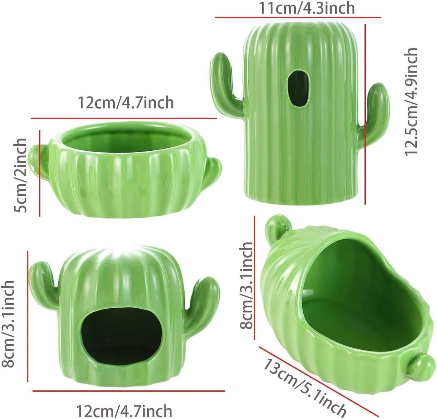 4x Ceramiczna Miseczka dla Chomika Kształt Rośliny Miseczka na Pokarm dla Gryzoni Dziupla dla Chomika Karłowatego Wiewiórki