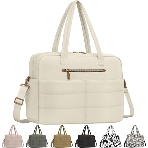 Travel Duffel Bags, Weekender Bags for Women Men Gym Duffel Bag Personal Item Travel Bag Foldable Tote Carry On Overnight Workout Bag, Beige