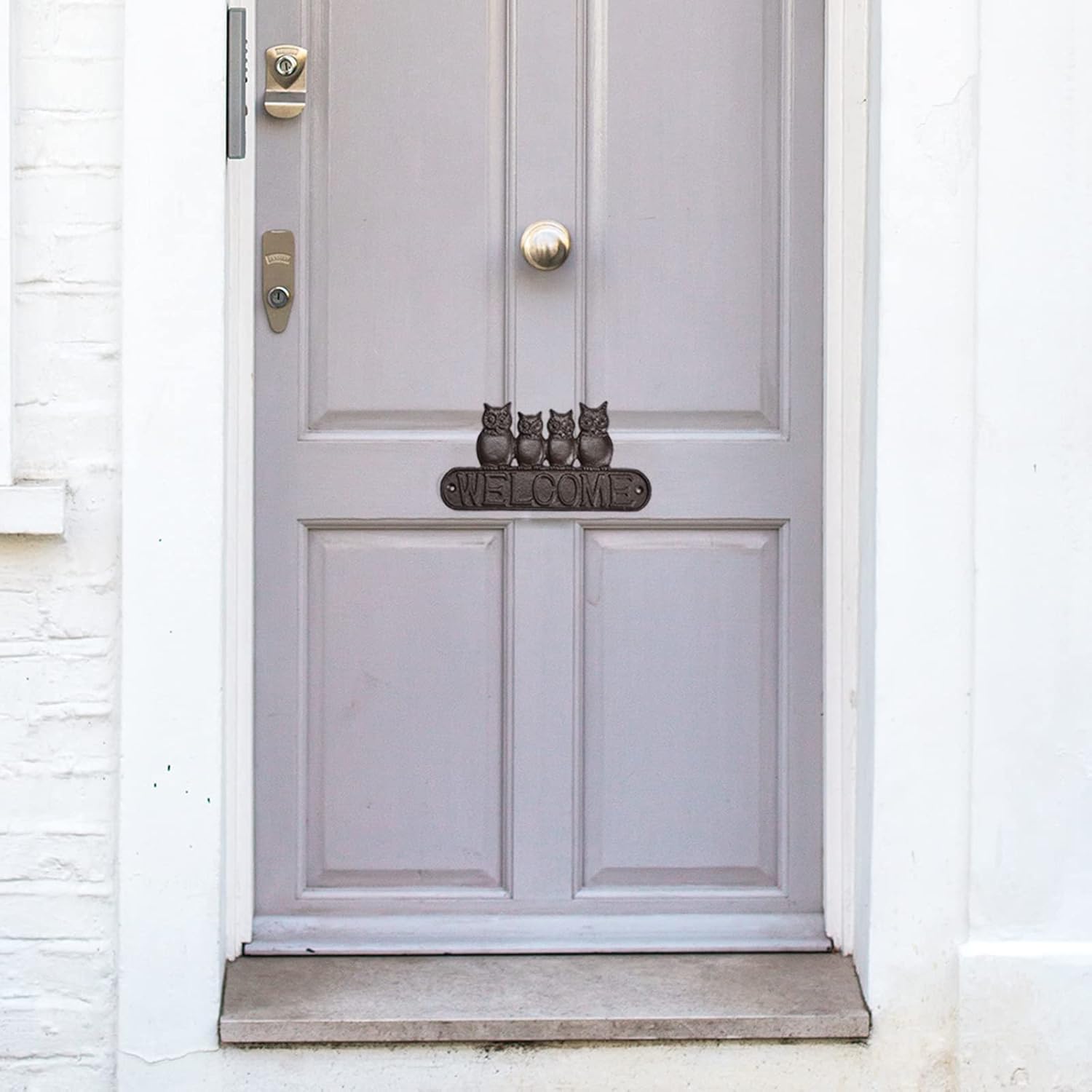 BRASSTAR Cast Iron Owl Families Welcome Sign Antique Style Wall Mount Decoration for Door Entrance or Porch Rust Brown Finish 9.4'' TQGJPT181