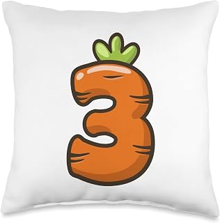 3rd Birthday Bunny Carrot - Eco Nature Farm Party Throw Pillow
