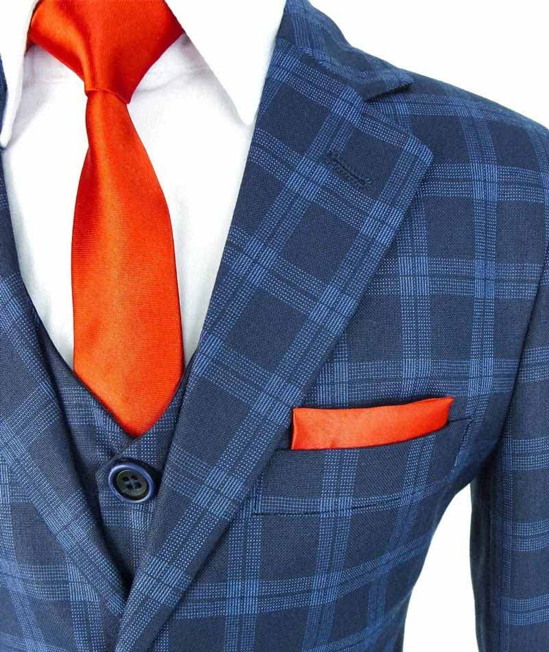 Image of SIRRI Boys' Italian Design Slim Fit Check Suits Wedding Formal Outfit
