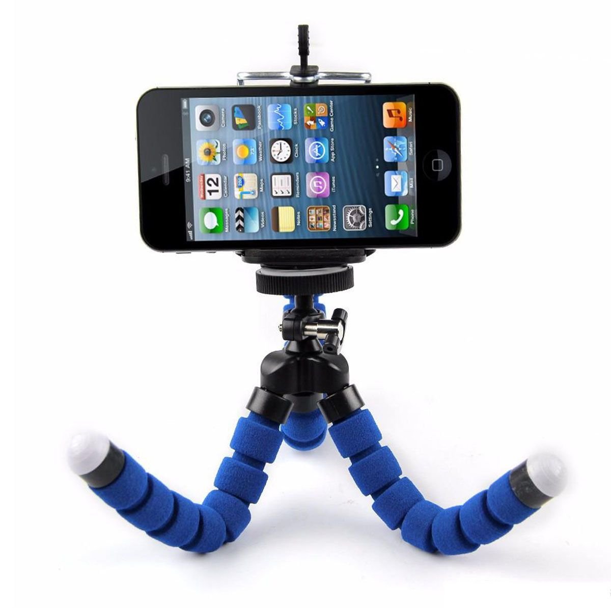 Flexible Tripod with 3.3 inch Universal Mount for All iPhones, Samsung Phones and Many More & an eCost Connection Microfiber Cloth Blue