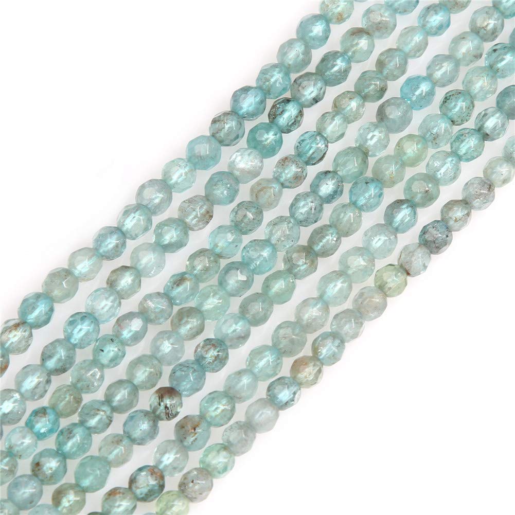 Gem-Inside Natural 4mm Faceted Apatite Gemstone Loose Beads Round Crystal Energy Stone Power for Jewelry Making 15''