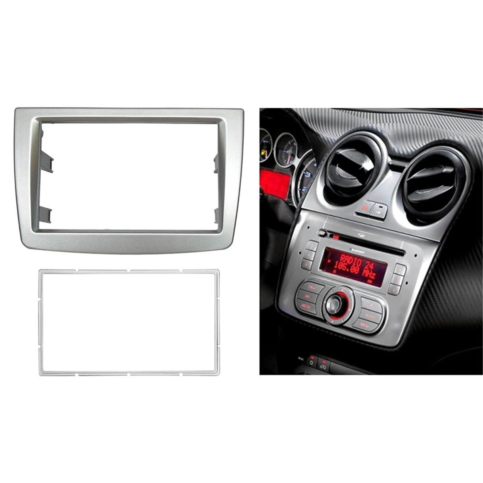 Fascia Marco Radio Coche para Alfa para Romeo para Mito 955 2008 + Doble 2 DIN Fascia Radio Panel para Estéreo Y DVD Marco para Montaje Tablero Bisel Placa Envolvente