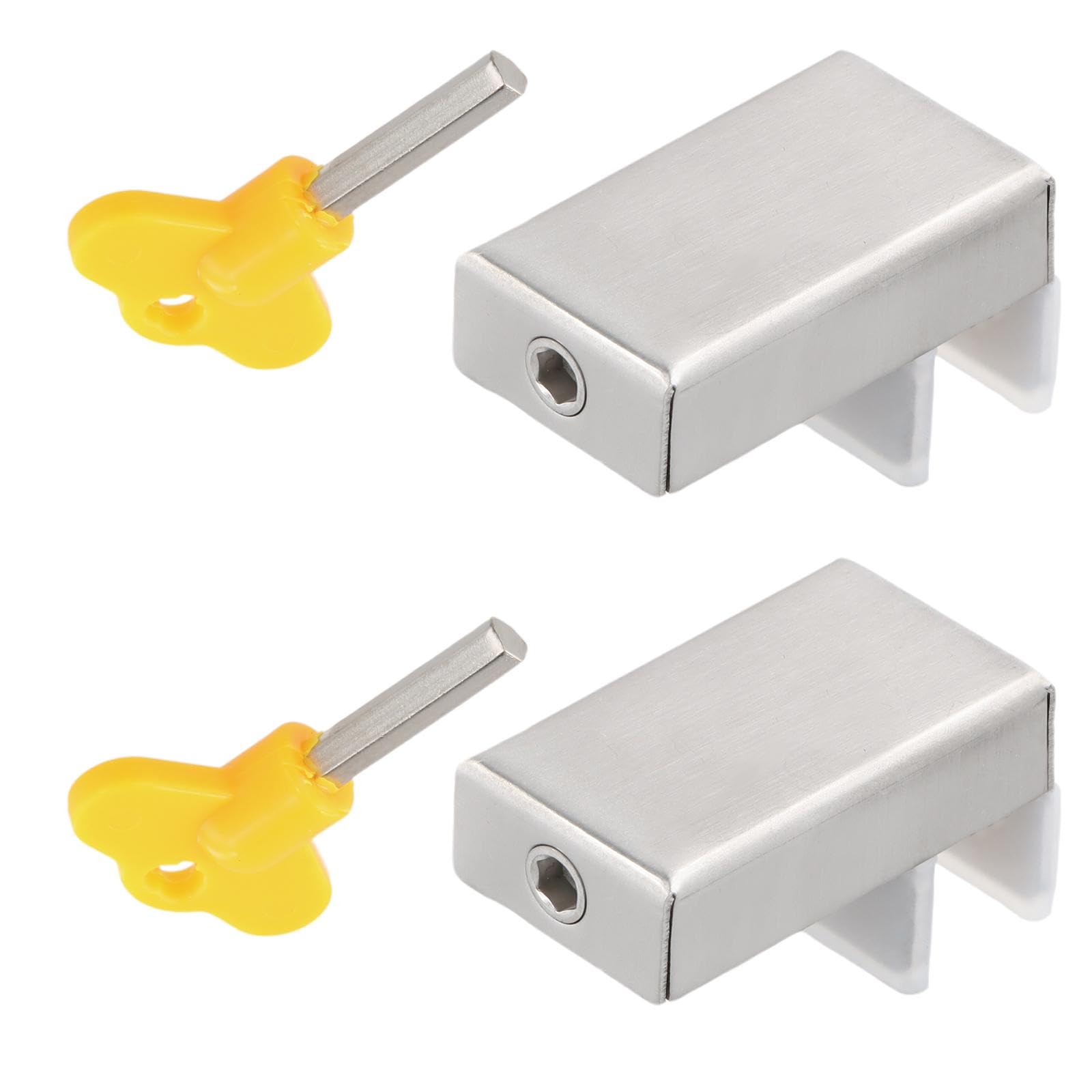 2 Sets Sliding Window Security Locks, Stainless Steel Door Window Lock Stopper, Window Safety Lock with Key