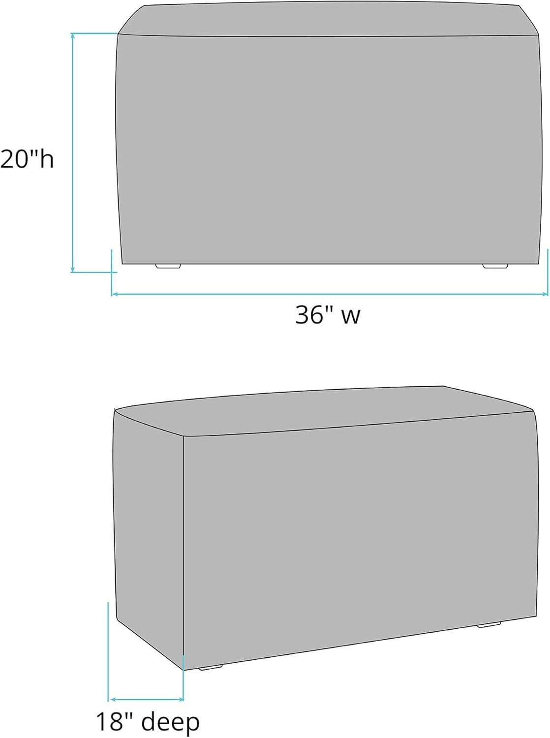 Howard Elliott Collection Rectangular Patio Cushion Bench with Cover, Outdoor Footrest and Coffee Bench, Cushioned Seating for Living Room, Bedroom or Outdoor Use, 36 x 20 x 18 Inch, Avanti Bronze