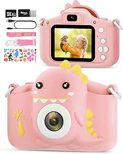 Kids Dinosaur Camera for 3-8 Years Old Toddlers Childrens Boys Girls Christmas Birthday Gifts Selfie Digital Toy Camera with 32GB SD Card