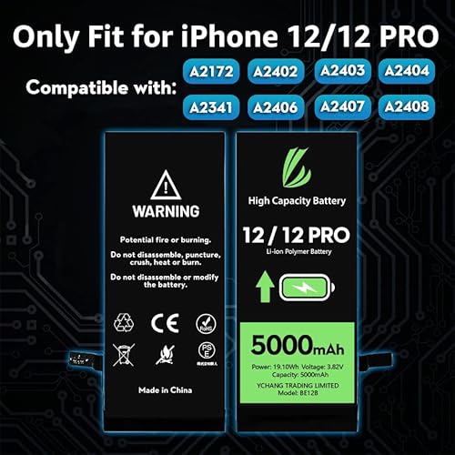 LL TRADER Akku für iPhone 12/iPhone 12 Pro, 5000 mAh, Lithium-Polymer-Akku, hohe Kapazität, mit Reparaturwerkzeugen 2025
