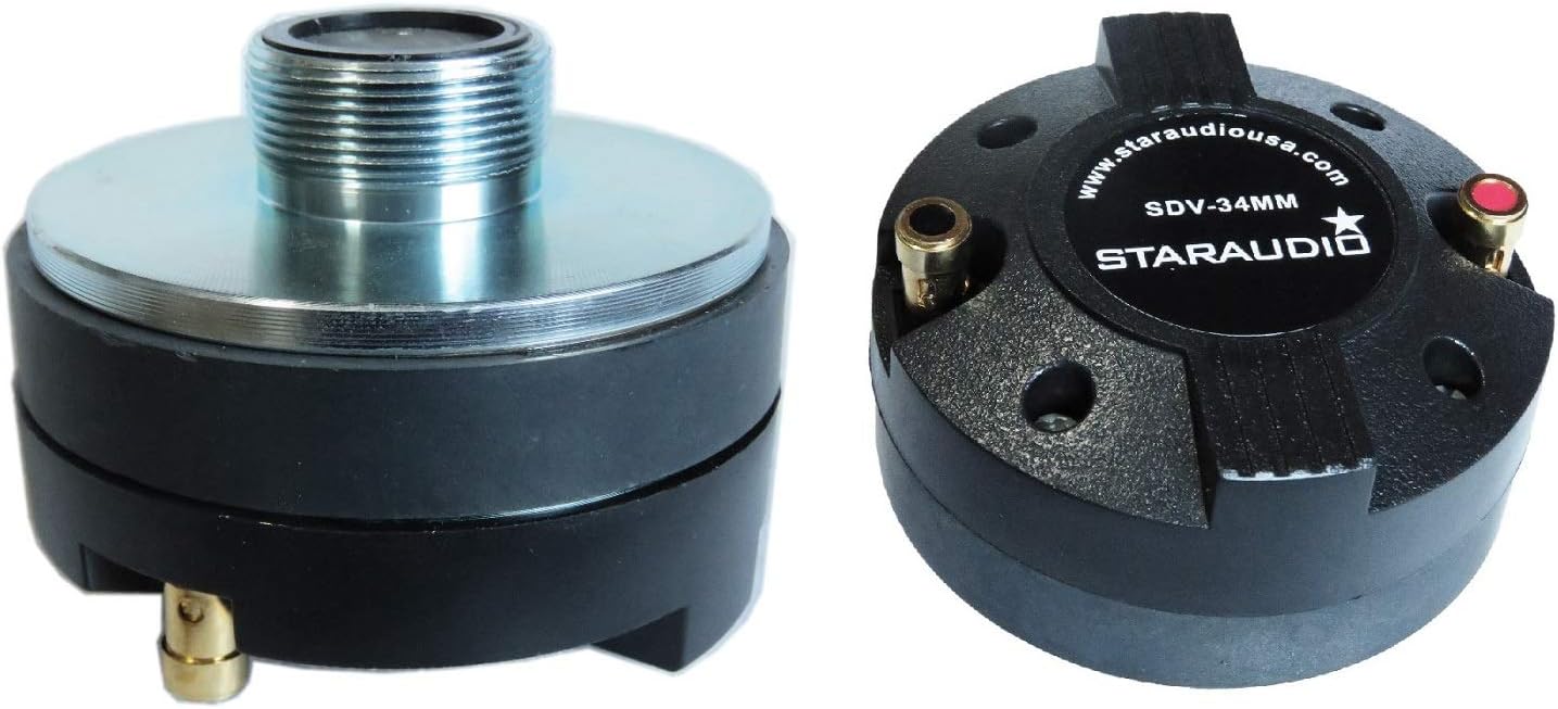 STARAUDIO 2000W Titanium Compression 1.35" Screw-On 34MM Horn Driver Tweeter For Repair PA,Audio,DJ,Stage,Music,Bluetooth,Powered Speakers Replacement SDV34MM