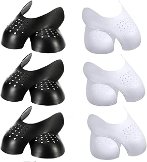 6 Pairs Shoe Crease Protectors for Air Force 1, Anti Toe Shoe Crease Protectors for Jordan 1, Crease Guard for Sneaker, Shoe Protector for Men's Size 7-12/ Women's Size 5-8, 3 Pairs Black+3 Pairs White, Large