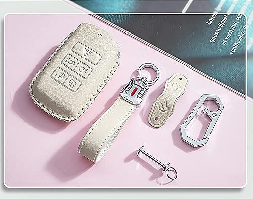 Miniatura 5 de SANRILY Funda de piel para llave Land Rover Discovery Range Sport Evoque Jaguar XF 2020 2021 sin llave con llave Chians, color rosa