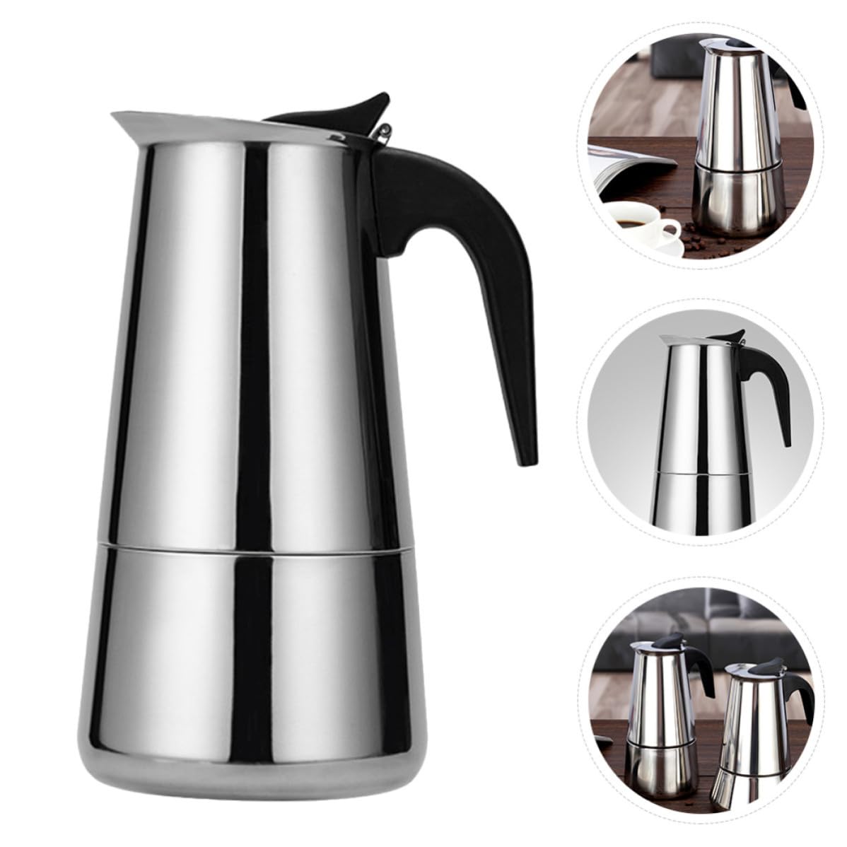 Cafetera Eléctrica Diseño Moderno y Válvula de Seguridad de Acero Inoxidable Capacidad de 12 Tazas y Mango Ergonómico para Café para Uso en Casa u Oficina