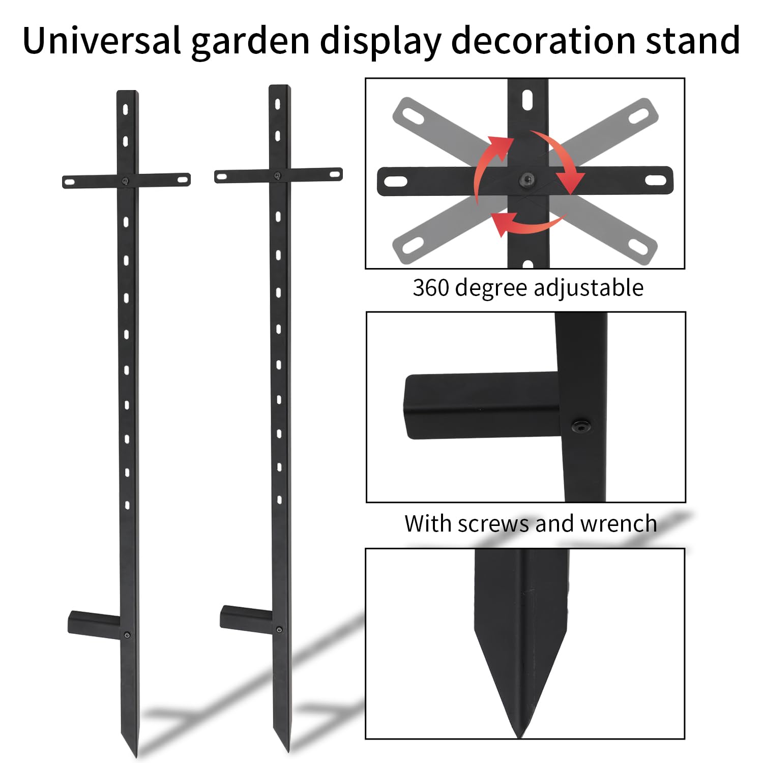 2pcs Piquets de Cour Robustes, 117cm Support de Poteaux Panneau Cour en Métal Piquets de Sol en T Poteaux Signalisation pour l'Extérieur Pelouse Parking Vacances Événements Vente Garage (Noir)
