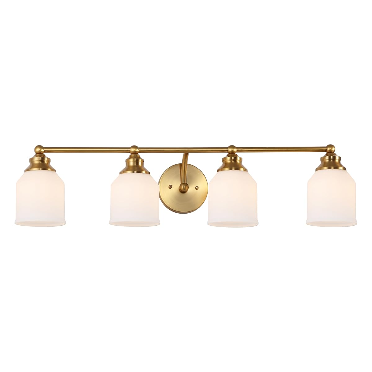 JONATHAN Y 33.25 Brass Gold/White Modern Farmhouse LED Vanity Light Wall Sconce