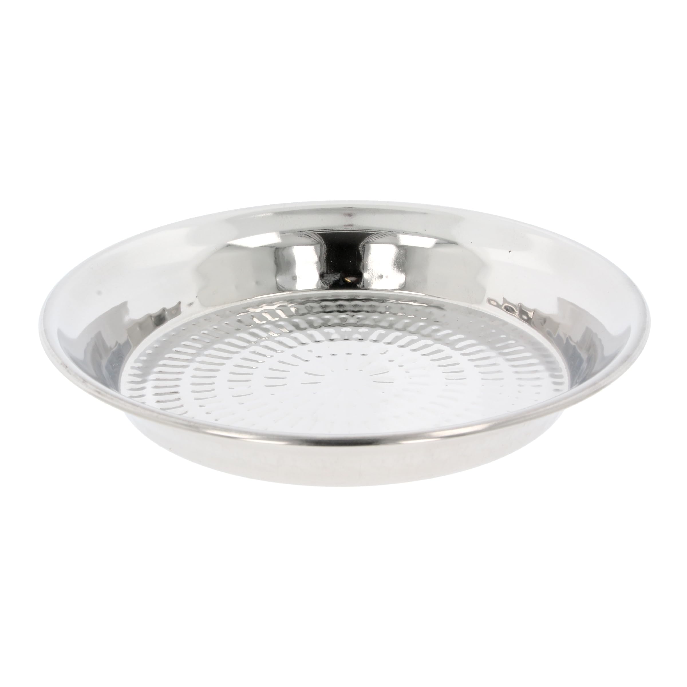 Stainless Steel Parat Hammered Pattern 32cm Dough Kneading Plate Mixing Bowl for Chapati Roti Paratha Naan Bhakri Flour Mixing Kitchen Prep Serving Tray Wide Shallow