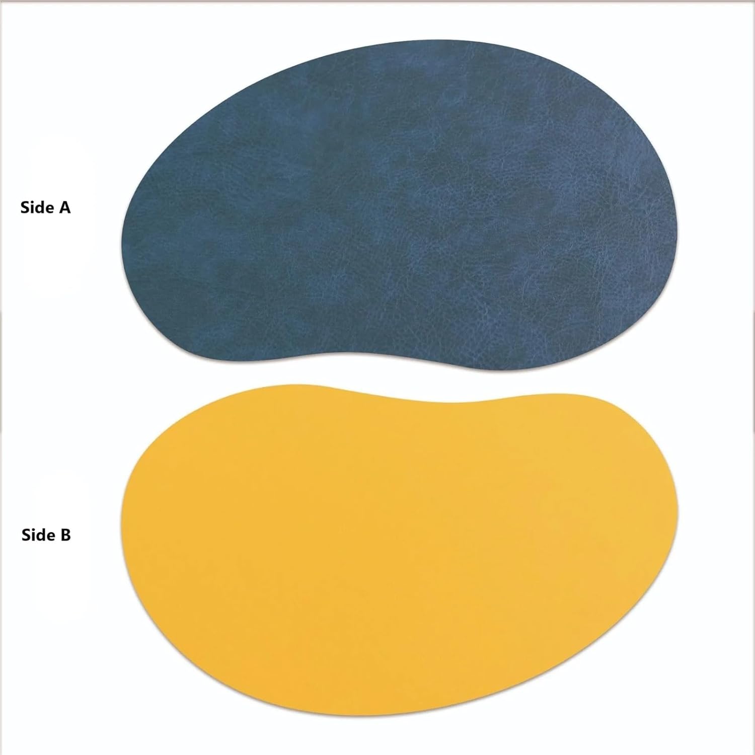PU Leather Oversized Placemats Irregular Shape Dual-Sided Flatware Place Pad Oil-Proof Surface Gift Dinnerware Mats(Mango Brown,32x50cm 6pcs)