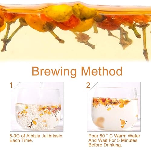 Miniatura 15 de Plant Gift Albizia Flower Albizia Julibrissin Blooming Tea, HE HUAN HUA Té de hojas sueltas, té chino de salud 80 g  2.82 oz