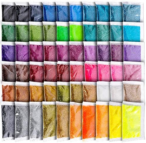 Fine Glitter, YGDZ 300g 60 Colors Extra Fine Resin Glitter Packs, Arts Craft Glitter for Tumblers Festival Decoration, Eyeshadow Makeup Nail Art Body Face Glitter, 5g Each Bag