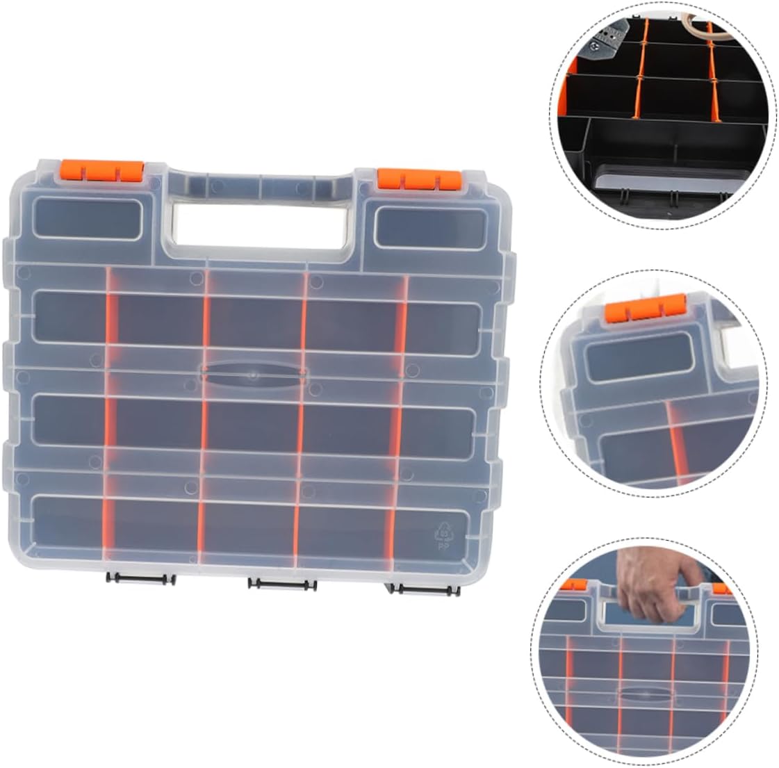 Plastic Tool Parts Box with Compartments, Lid for Small Items