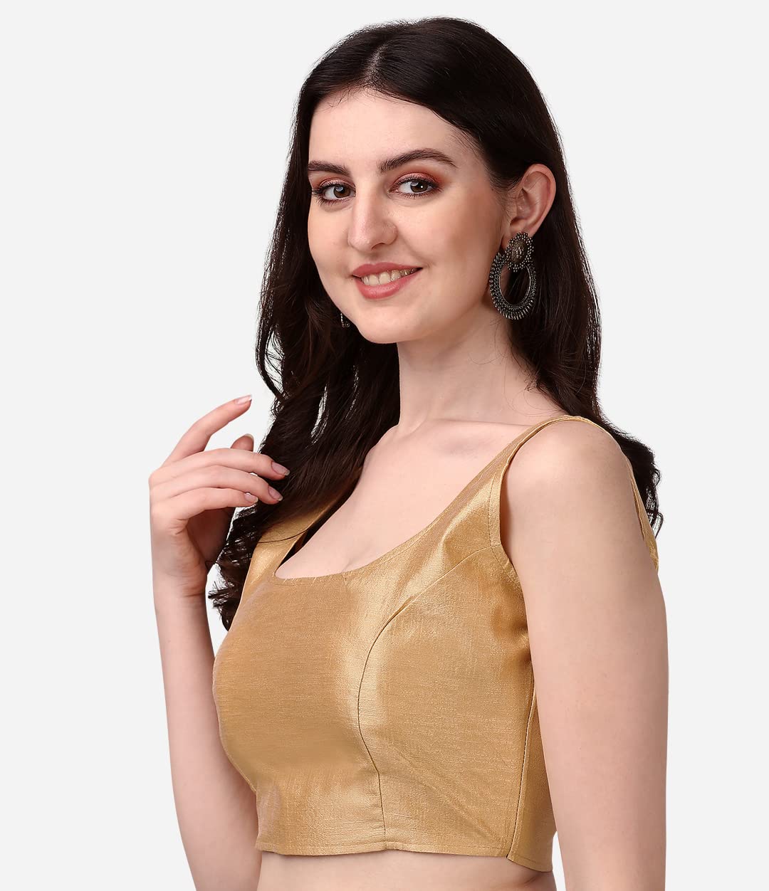 Vihu Fashion plain sleeveless pattern readymade blouse U neck choli 1