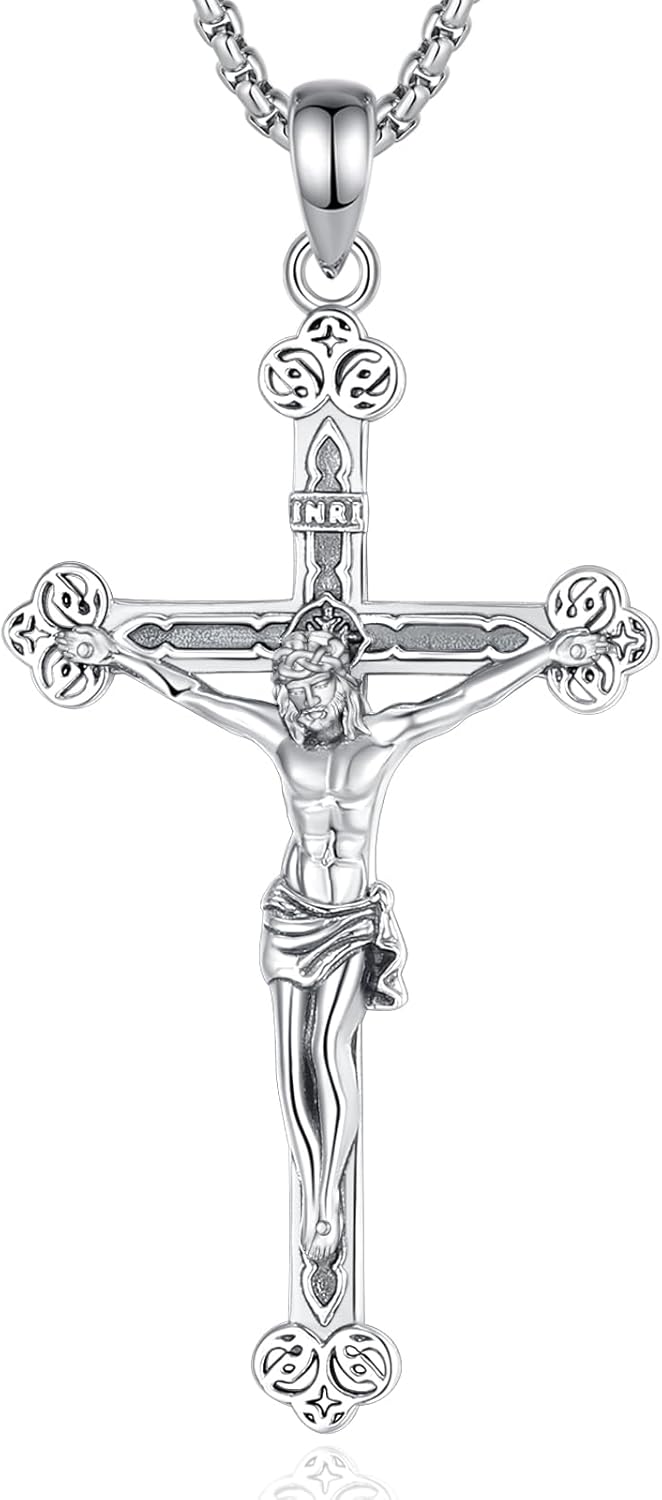 Vito 925 Sterling Silver Saint Necklaces for Women Men, St Michael/Crucifix/Caravaca/St Jude/Virgin Mary Pendant Patron Saint Amulet Medal Religion Jewelry Gift