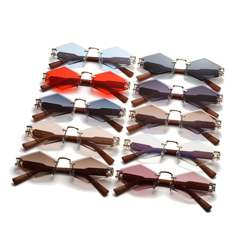 Gafas de sol de diseñador para mujeres y hombres Gafas con forma de hexágono sin montura Tonos
