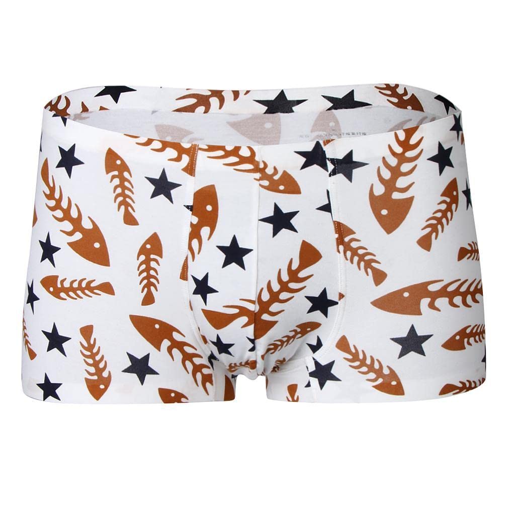 nivaa Sexy Men Seamless Boxer Briefs Printed Panties Underwear XL White Fishbone-picture-28