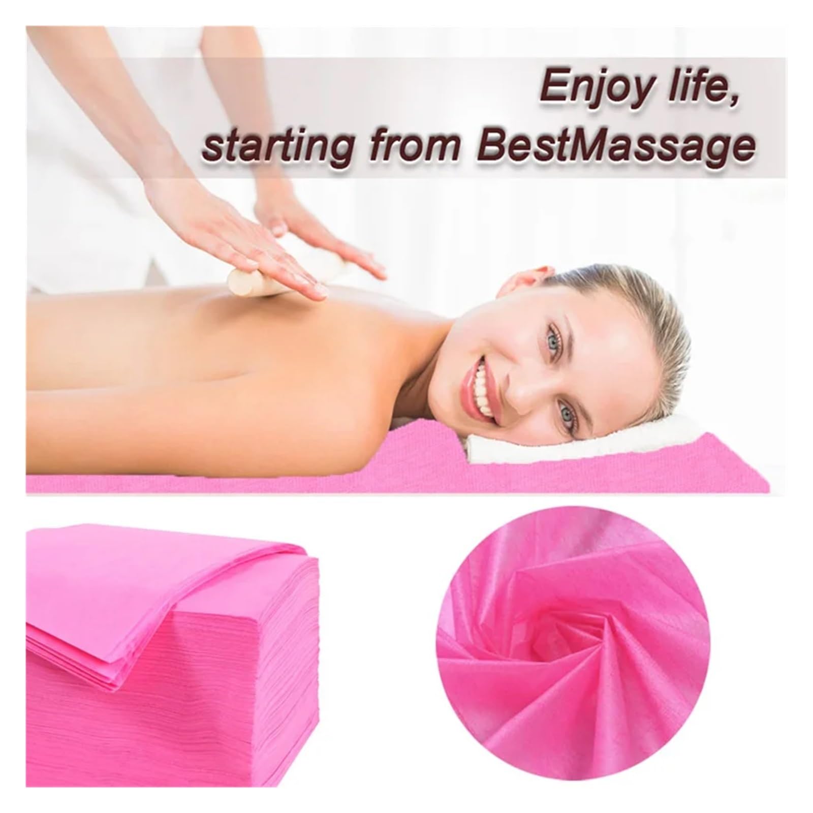 Sabanas Camilla Masaje Sábana desechable for Cama de 20 Piezas, Sábana for Mesa de Masaje, Sábana desechable for SPA, Sábana Plegable Impermeable for salón Profesional(Pink)
