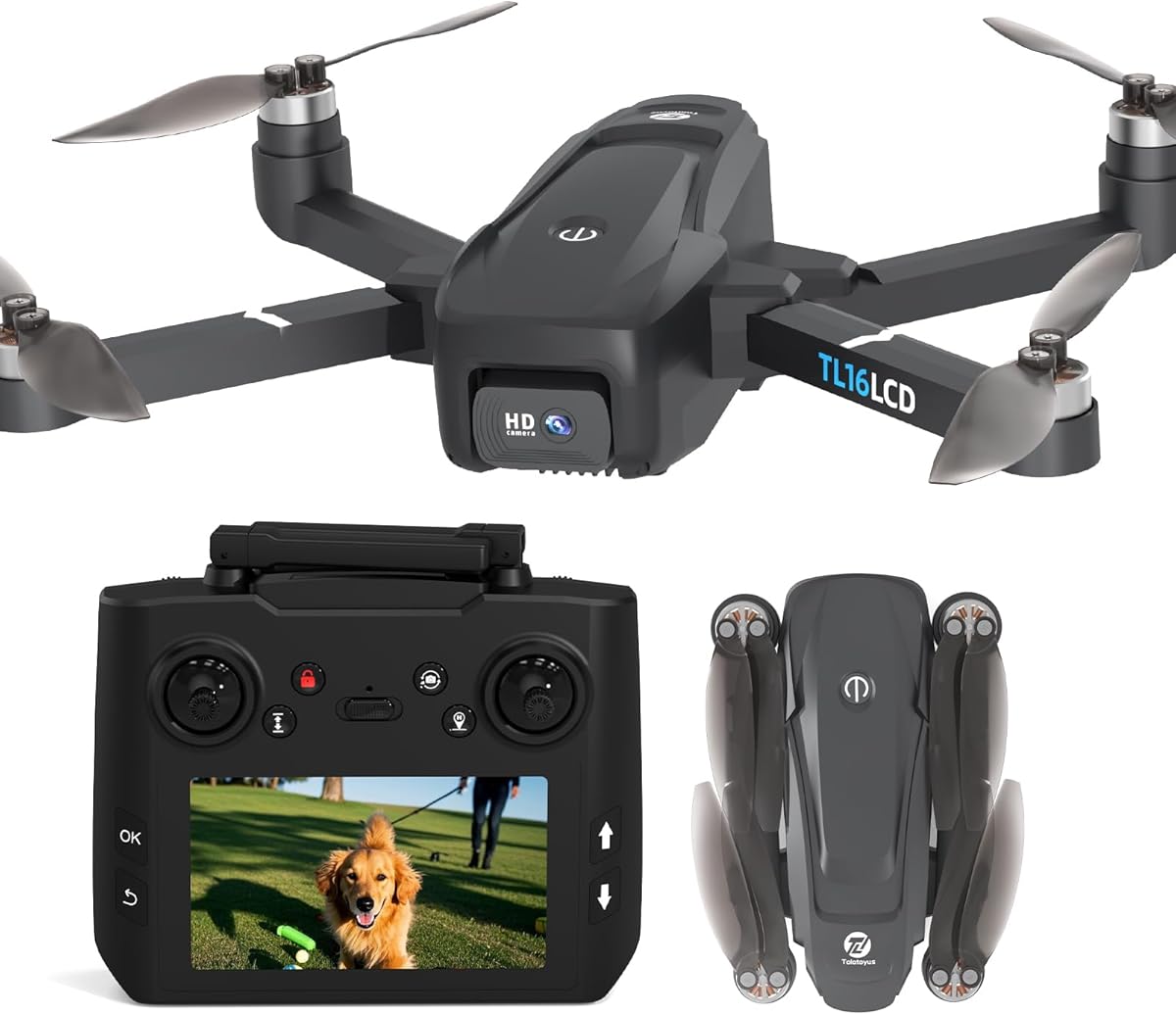 Tolatoyus Drone avec Camera 4K pour Adultes, Drone GPS avec Télécommande LCD Follow Me Retour Automatique Transmission 5G Longue Portée Quadricoptère RC Drones FPV pour Débutants