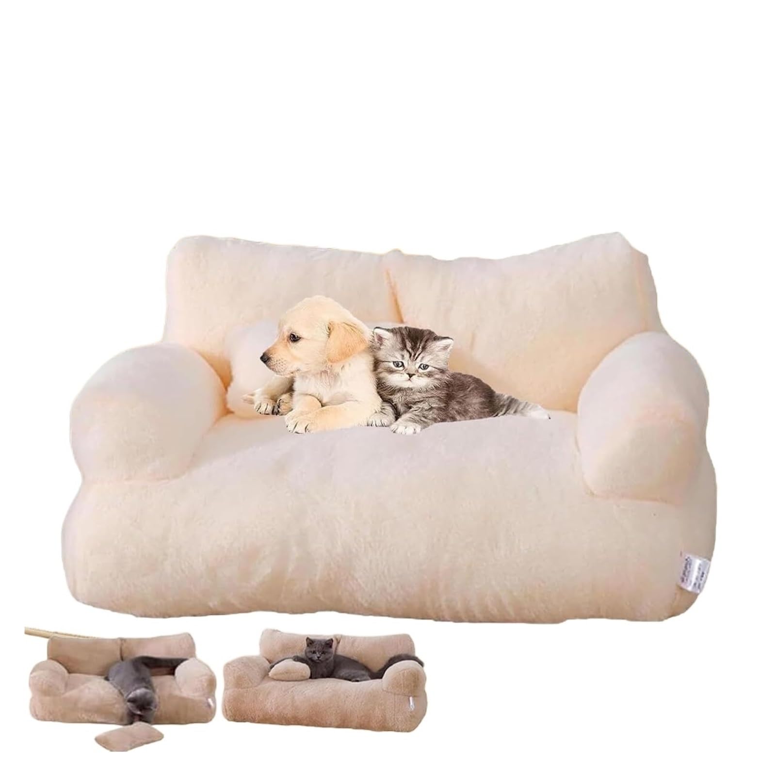 Canapé-lit doux lavable pour chat et chien en polaire pelucheuse taille L avec fond antidérapant