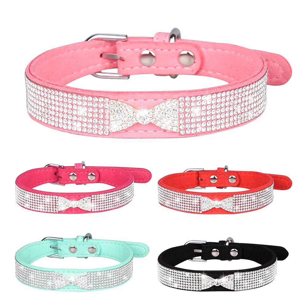 Glitzerndes Strass-Hundehalsband, Veloursleder – Verstellbar, Weich – Für Kleine Bis Große Hunde & Katzen