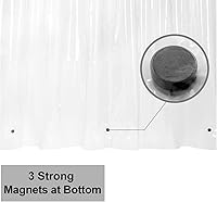 Vista 2 de Barossa Design - Forro de cortina estrecho de PEVA para ducha, con 3 imanes, impermeable, para cabina de baño pequeña, sin PVC, ojales metálicos