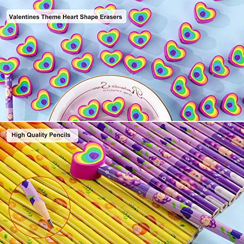 Valentine’s Day Stationery Gift For Kids Classroom 30 Pcs Assorted Stationery Exchange Pencil Eraser Ruler Stamper And Stickers Classroom Prizes Goodie Bag Party Supplies With Valentines Gift Cards #TOP3
