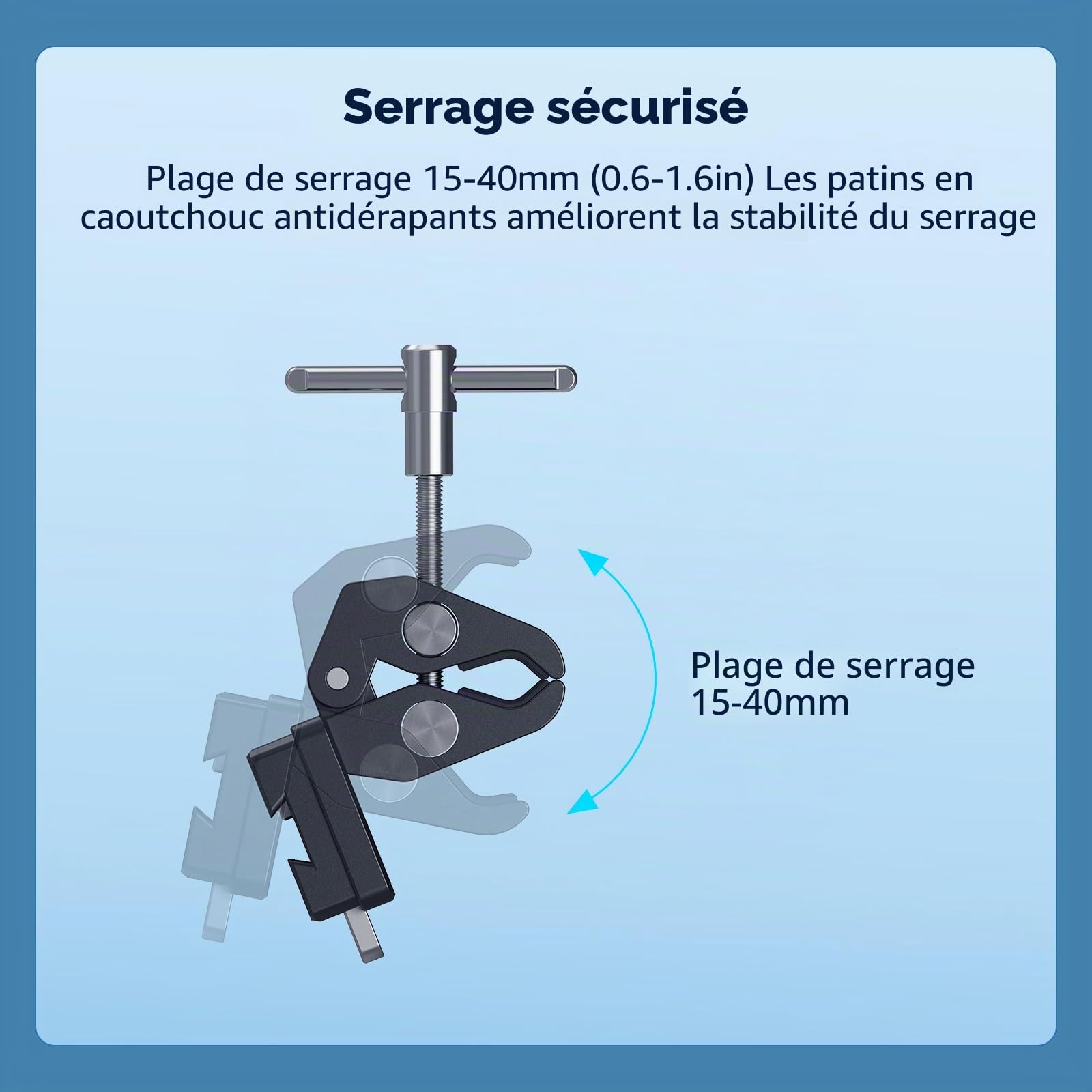 SMALLRIG Pince en V en forme de crabe pour piles, 15-40 mm, pince antidérapante | Charge maximale de 1,5 kg pour trépieds, pieds d'éclairage, anneaux portatifs