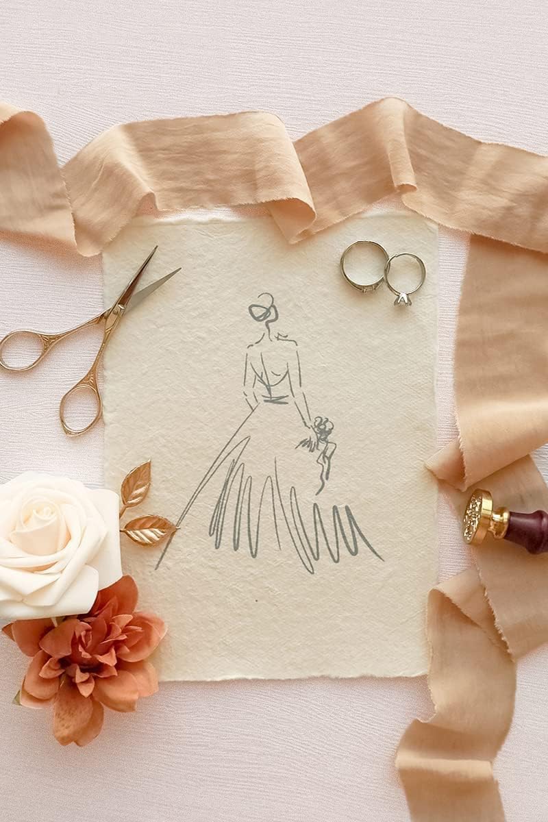 Dloapesy Handmade 1.5" Chiffon Silk-Like Ribbon Swatch Chart Vintage Frayed Edges Ribbon for Wedding Invitations Bouquets Gift Wrapping Decorations - Image 5