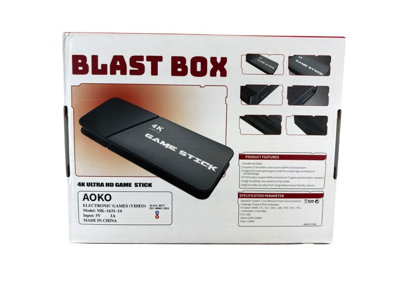 PICSTAR Retro Blast Box 4K Ultra HD Game Stick | Plug & Play Retro Gaming Console with 2 Wireless Controllers | HDMI Output | Built-in Classic Games for Kids & Family Entertainment 1