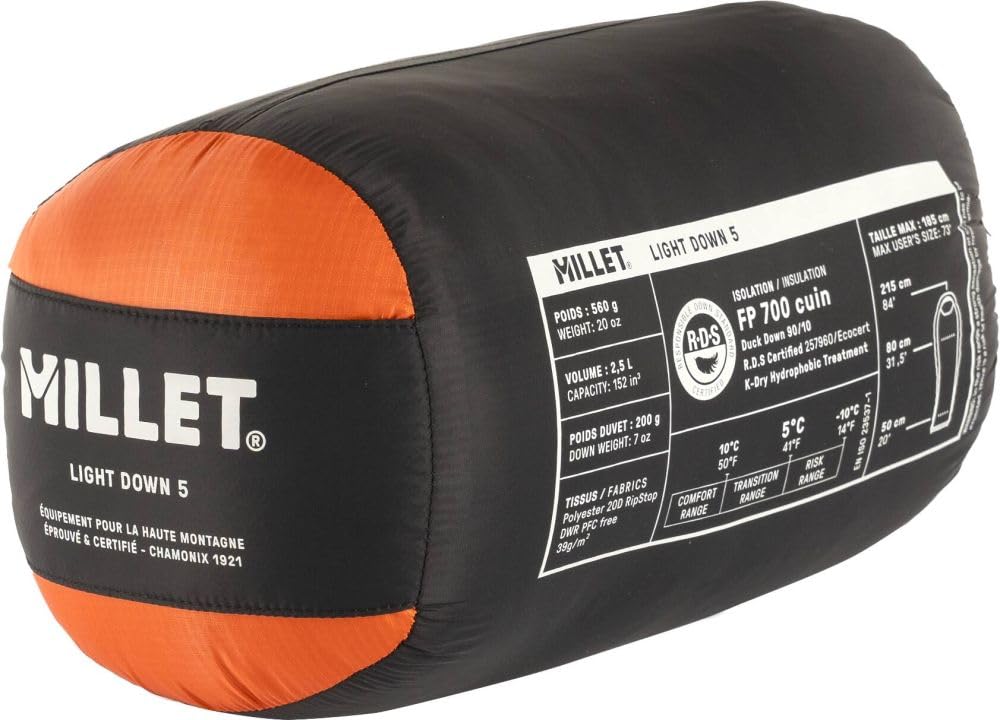 MILLET Sac de Couchage Duvet Chaud Compact et Confortable Light Down 5°C