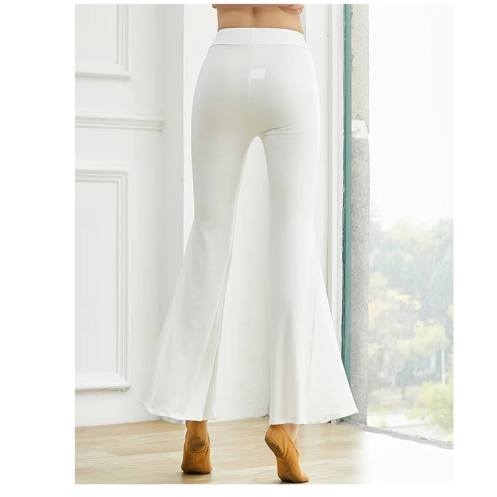 Pantaloni da Ballo Pantaloni da Ballo Latino da Donna Autunno Costume da Danza del Ventre for Adulti Pantaloni da Pratica Svasati Pantaloni Sportivi(Black,M)