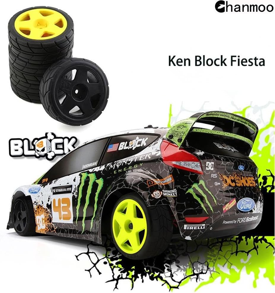 1/10 RC Racing Rally Tires 12mm Hex Wheels Rims and Rubber On Road Tyres for 1/10 RC On-Road Car HPI KYOSHO Tamiya XV01 XV02 TA06 TT01 TT02 PTG2 144001 A959 RC Rally Drift Car 4PCS(Black B)