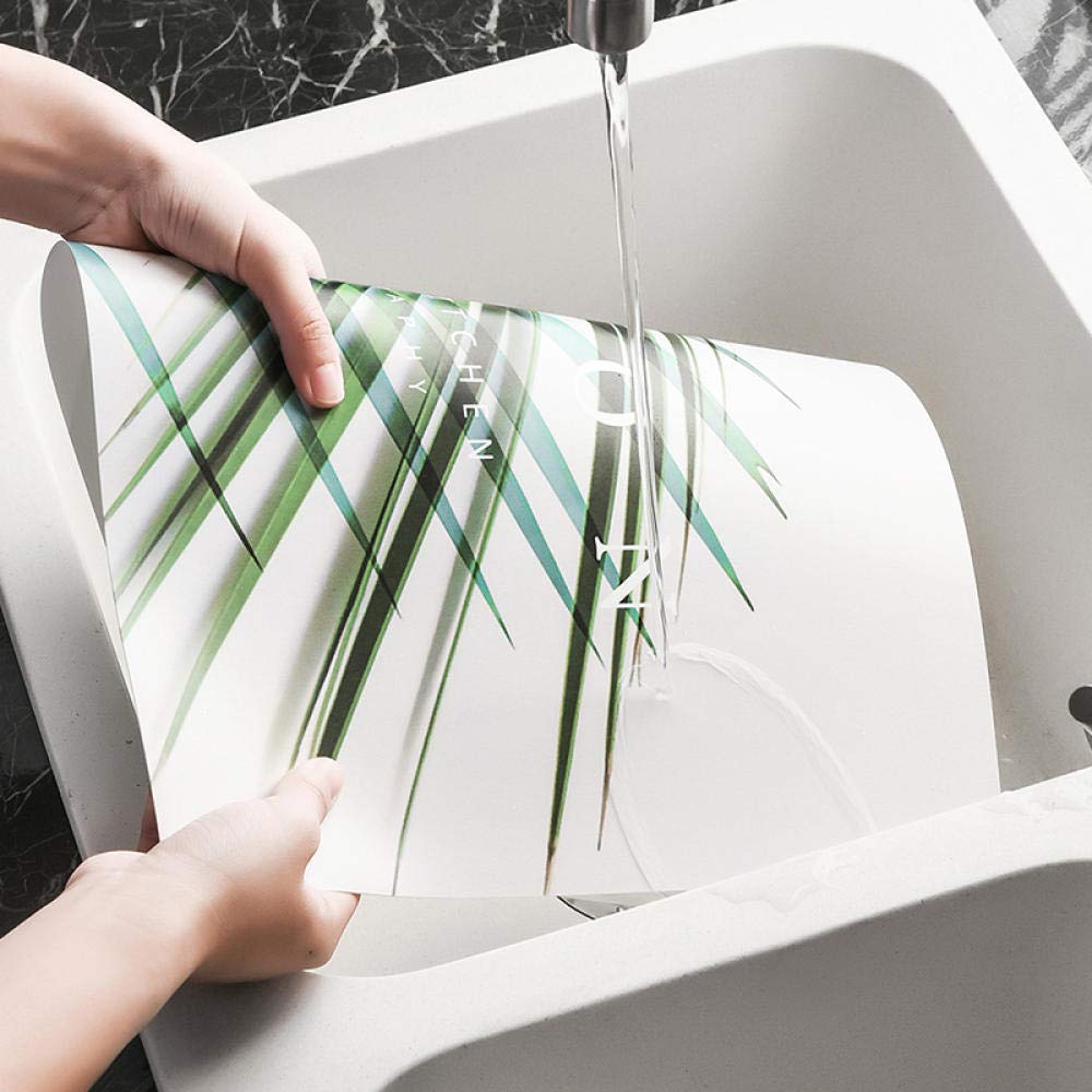 Pad wasserdichte Esstischmatte Haushalt Anti-Verbrühungs-Pad Tellermatte Tischset-Tintenblätter,Hitzebeständige Tischsets(Colorful Bamboo Leaves (4 Pieces))