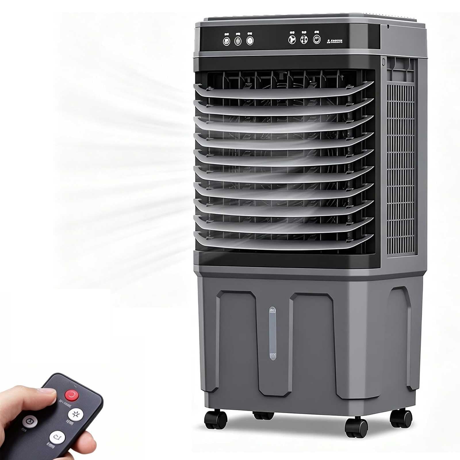 Evaporative Air Cooler Portable with Wheels and Remote Control, Swamp Cooler with 3 Speeds, 12H Timer, 120° Wide Angle Airflow for Home, Factory(100cm/39in)