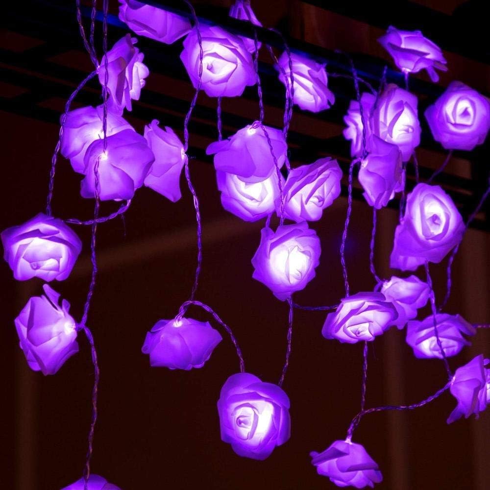 バッテリー駆動 30LED ローズフラワー ストリングライト ホリデー バレンタインデー 結婚式 誕生日パーティー 装飾 ガーランド