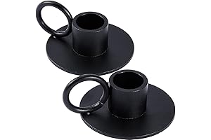 2PCS Black Taper Candle Holders with Handle