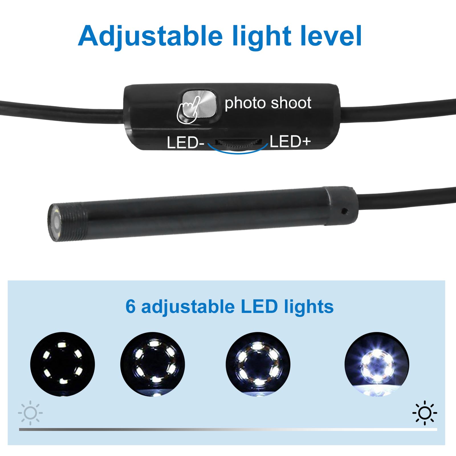 Endoskopowa kamera inspekcyjna, wodoodporny boroskop IP67 z 6 diodami LED, typ C, kamera wężowa do Androida i PC