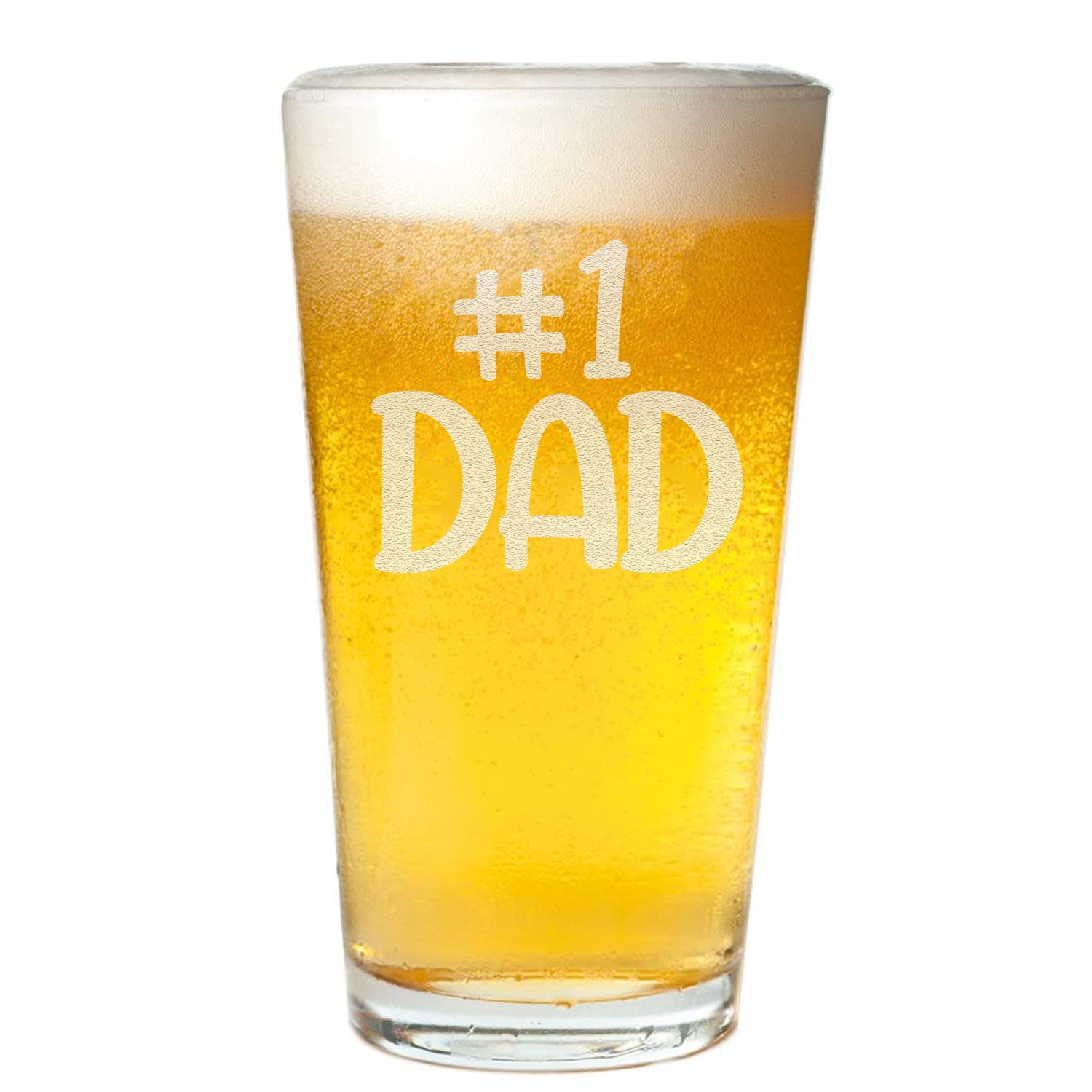 Veracco No 1 Dad Funny Birthday Gift Fathers Day For Dad Grandpa Stepdad Pint Beer Glass (Clear, Glass)