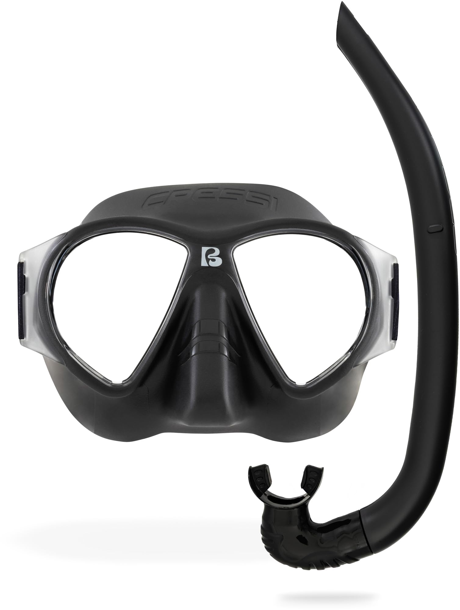 Cressi since 1946 - Nautilus Combo - Force Mask Separate Polycarbonate Lenses + Vibe Snorkel TPR Tube Silicone Mouthpiece Ideal Snorkeling and Surface Swimming - Black - One Size - Adult