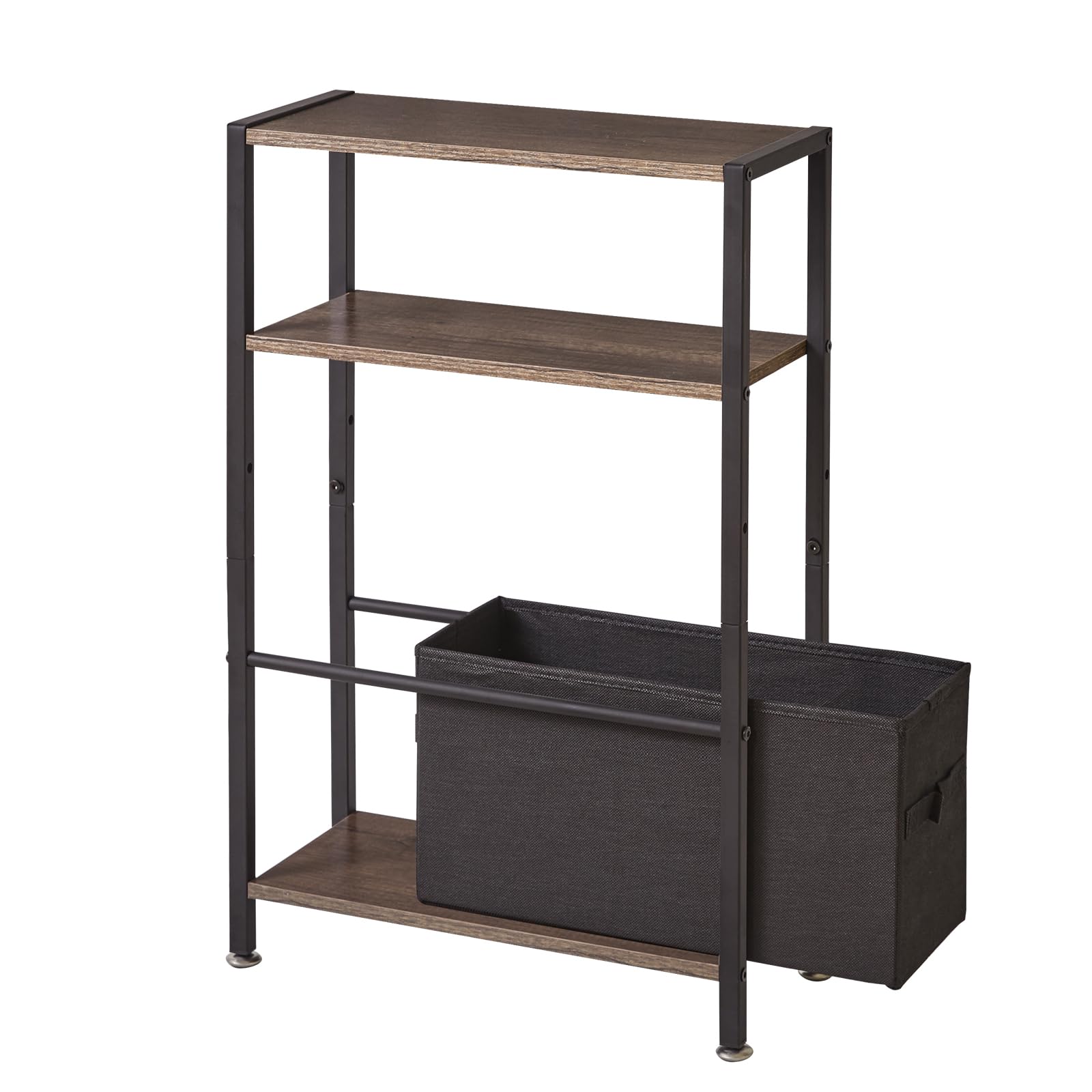 Aibiju Tavolino con contenitore, Tavolino Sottile a 3 Livelli con Cestino in Tessuto, Comodino Stretto Piccolo e Stretto per Piccoli spazi, Camera da Letto, Soggiorno, Grigio Scuro, YD-TM052G