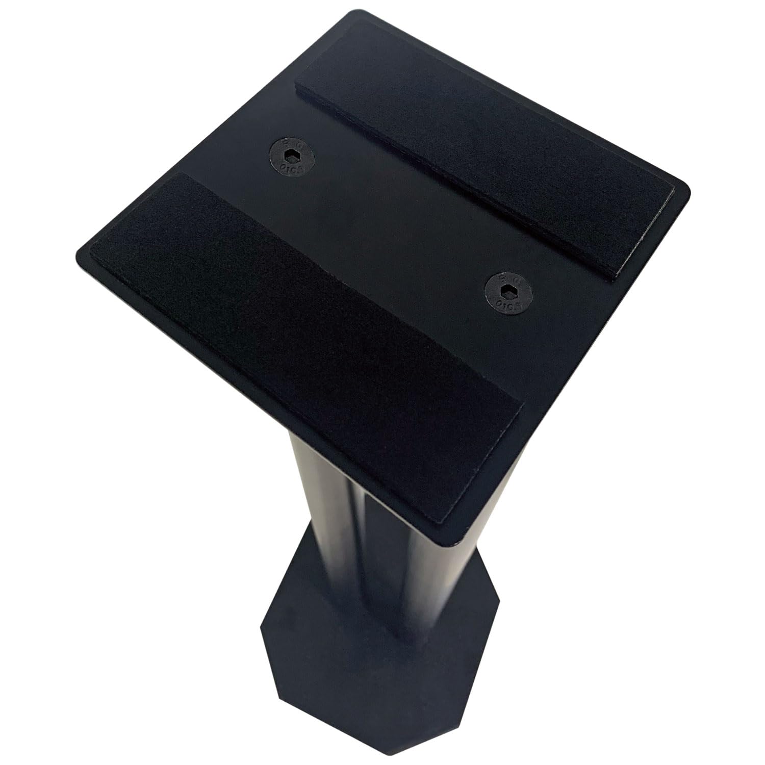 QTX Supporti per monitor da studio, altezza 50 cm, forniti in coppia, supporti per altoparlanti in acciaio nero con picchetti, ideali per home studio, suono surround, home cinema, DJ e apparecchiature
